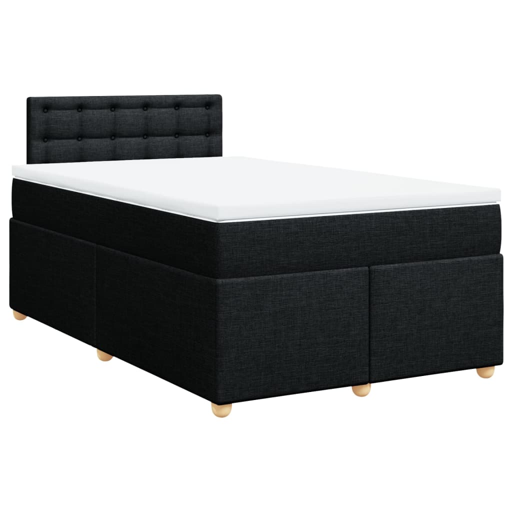 Cama boxspring com colchão 120x190 cm tecido preto