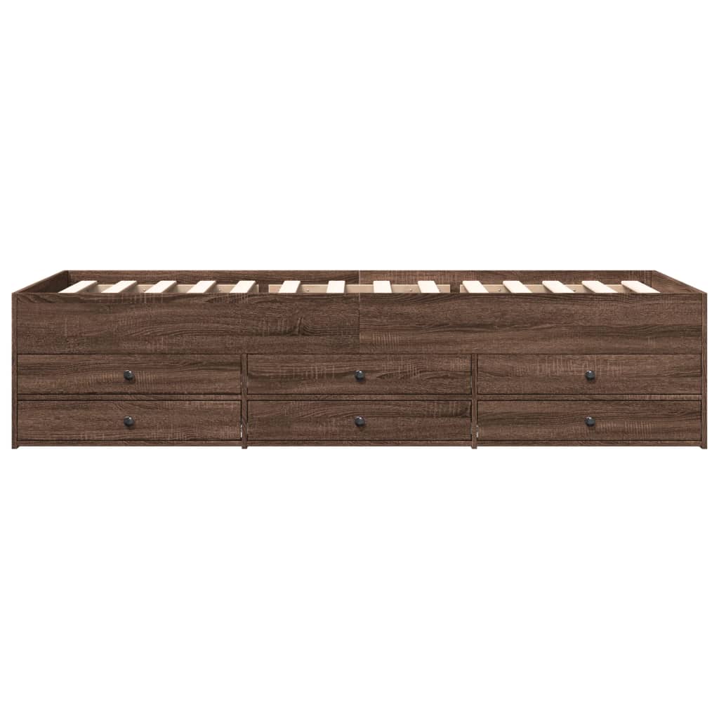 Sofá-cama com gavetas sem colchão 75x190 cm carvalho castanho