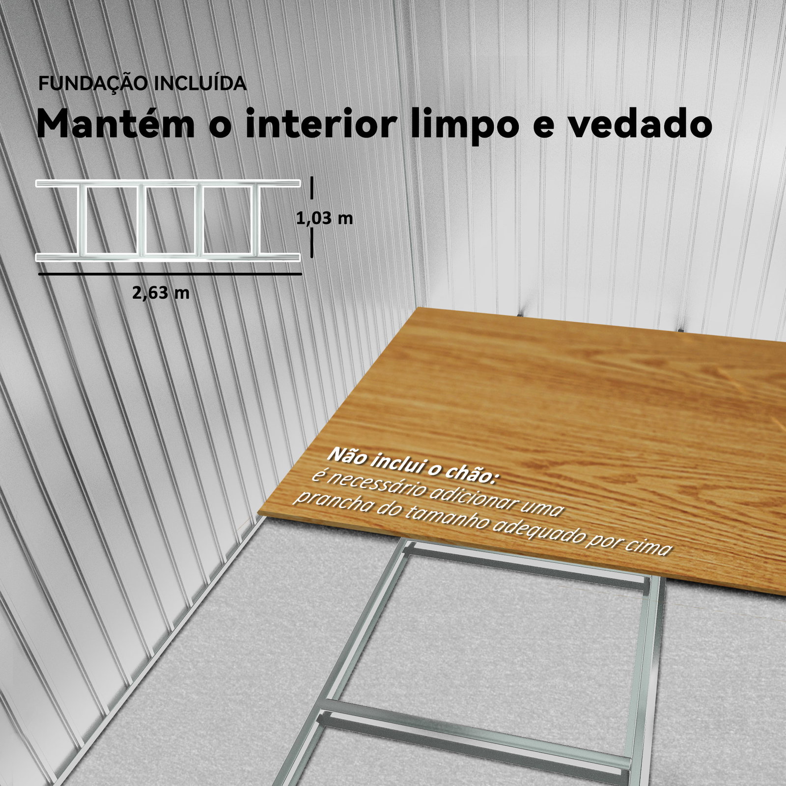 Abrigo de Jardim Exterior para Armazenamento de Ferramentas com 4 Janelas 277x195x192 cm Branco e Cinza Escuro
