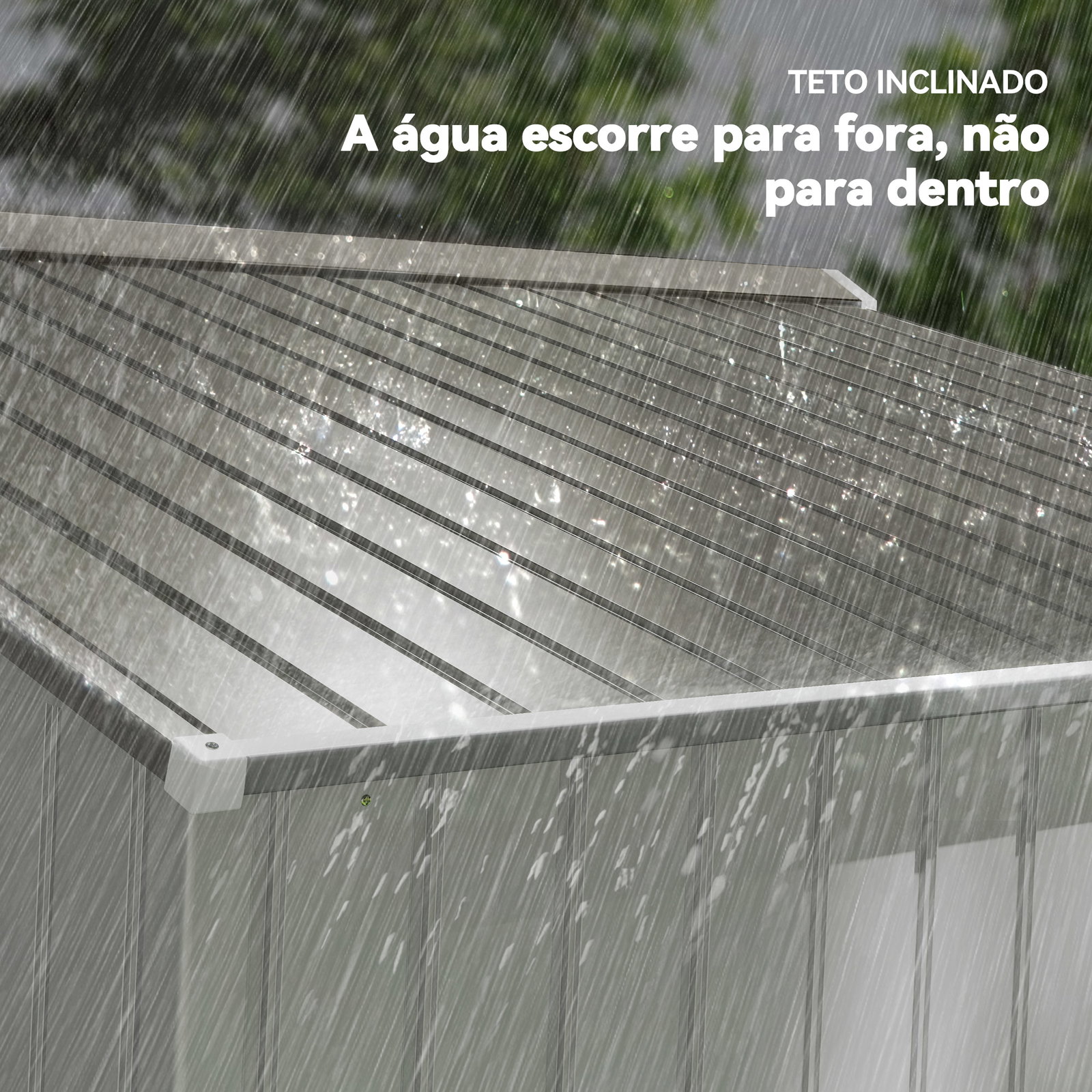 Abrigo de Jardim Exterior para Armazenamento de Ferramentas com 4 Janelas 277x195x192 cm Branco e Cinza Escuro