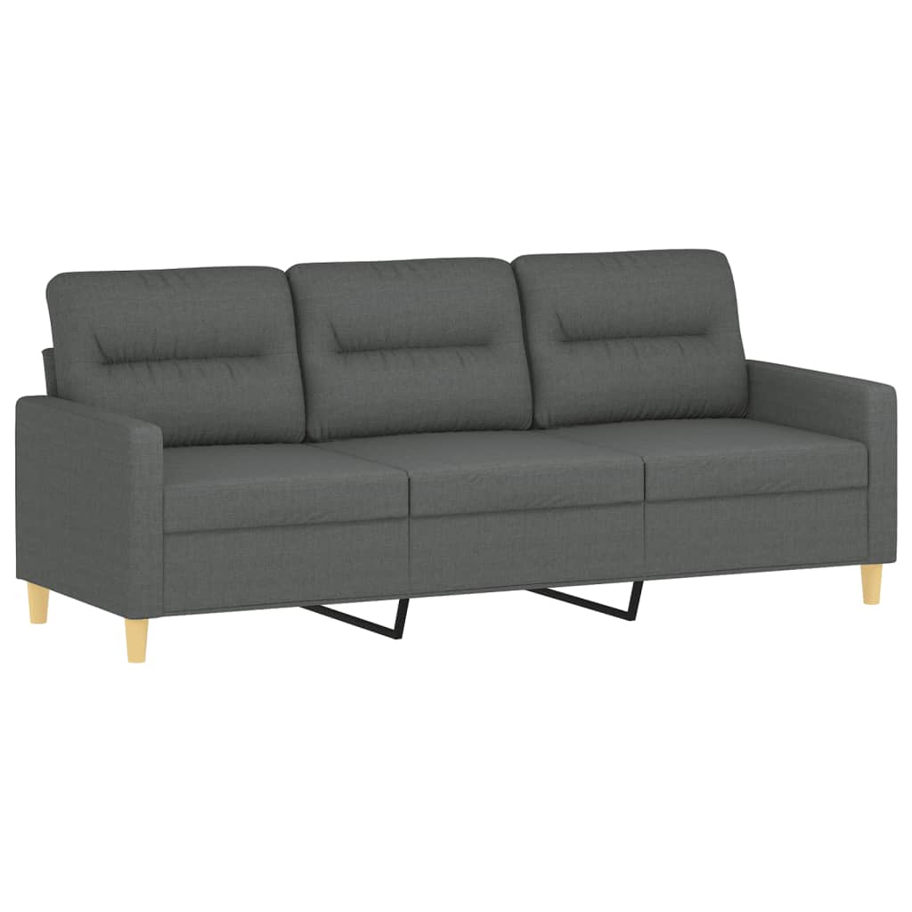 3 Pcs conjunto de sofás com almofadões tecido cinzento-escuro
