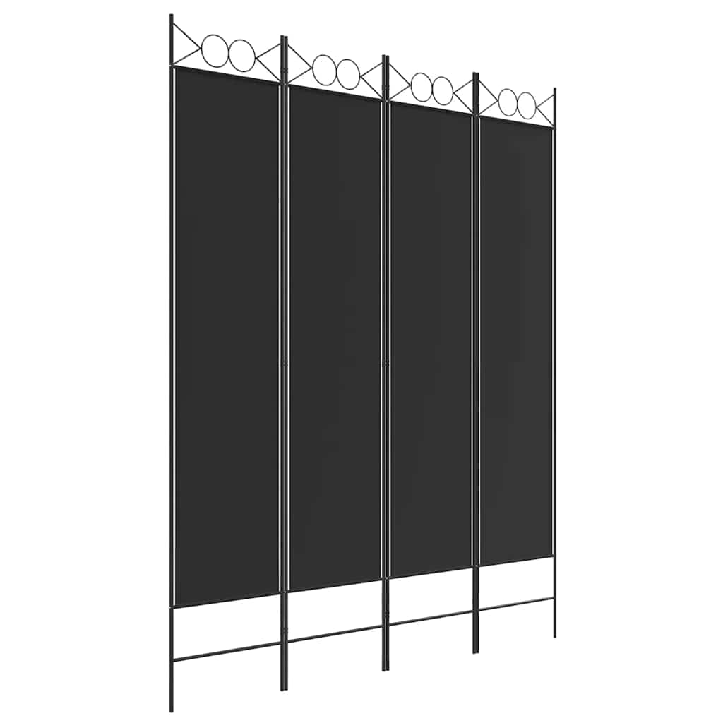 Biombo/divisória com 4 painéis 160x200 cm tecido preto