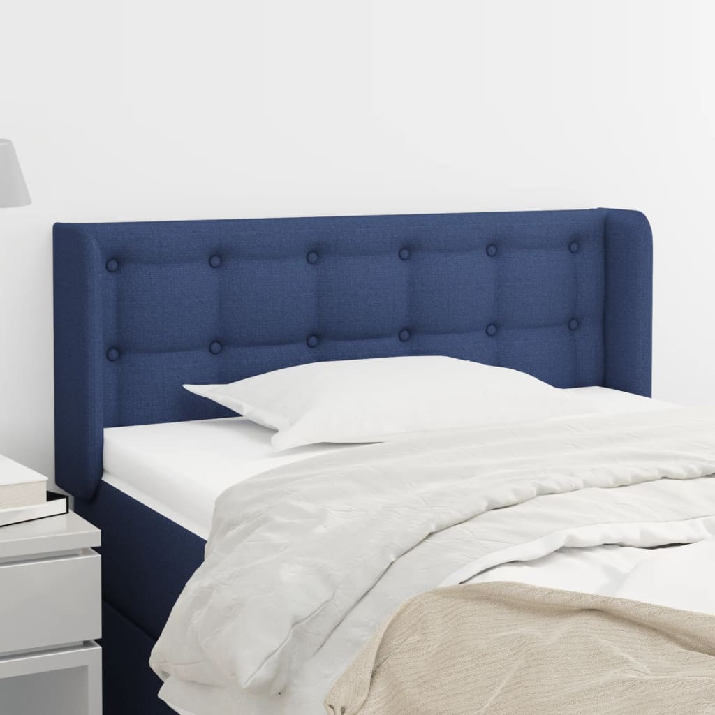 Cabeceira de cama c/ abas tecido 83x16x78/88 cm azul