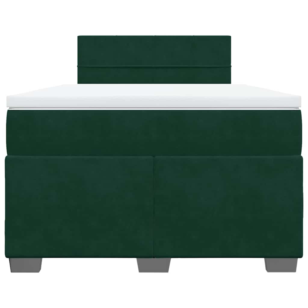 Cama boxspring com colchão 120x200 cm veludo verde-escuro