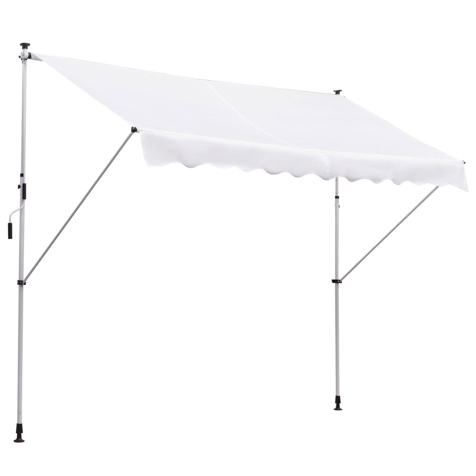 Toldo manual retrátil para exterior 300x150x170-280cm toldo enrolável altura ajustável com manivela proteção solar para terraço balcão jardim branco