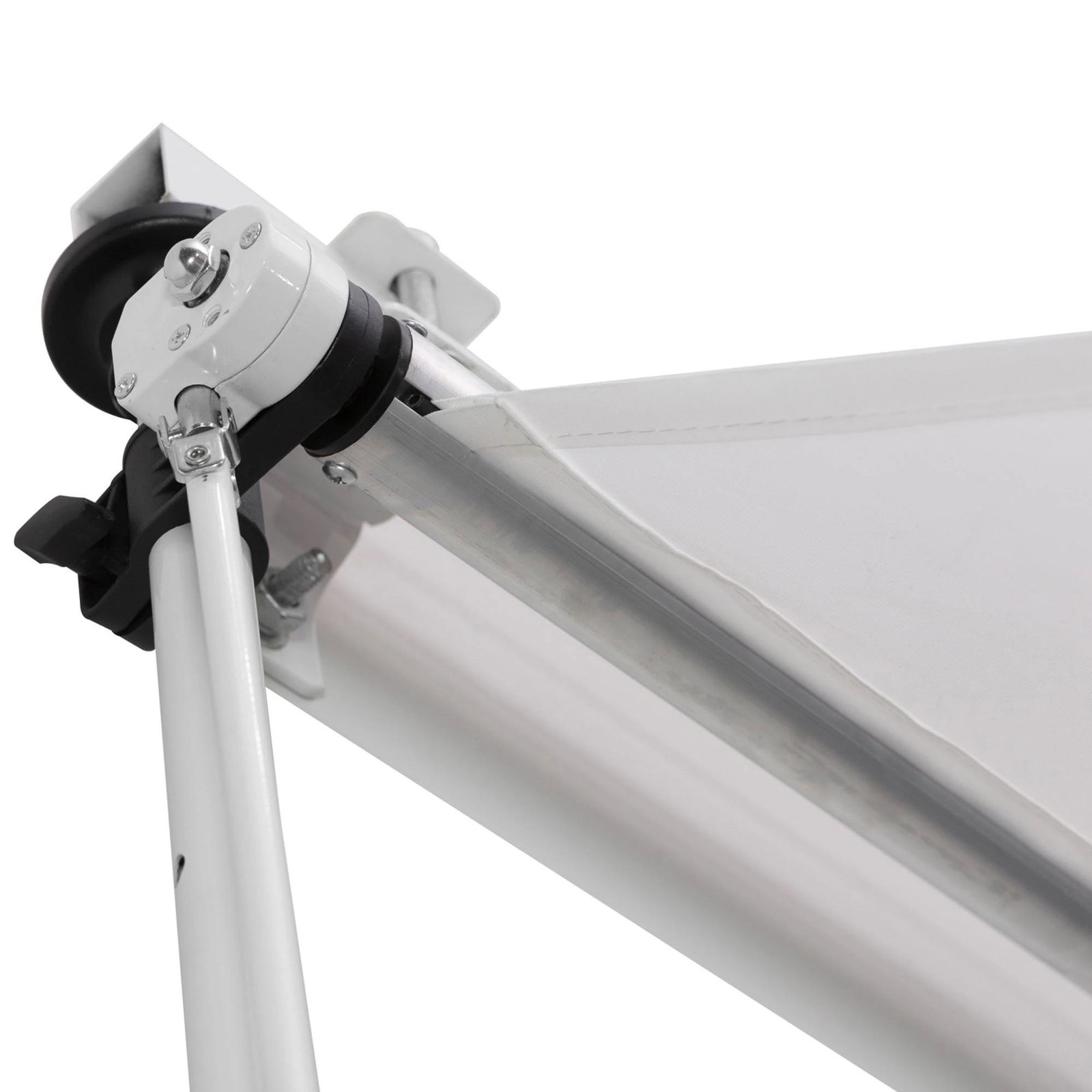 Toldo manual retrátil para exterior 300x150x170-280cm toldo enrolável altura ajustável com manivela proteção solar para terraço balcão jardim branco