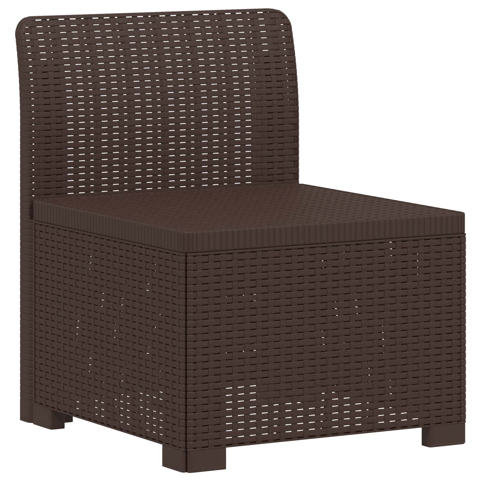 Sofá de jardim 1 lugar look rattan PP castanho