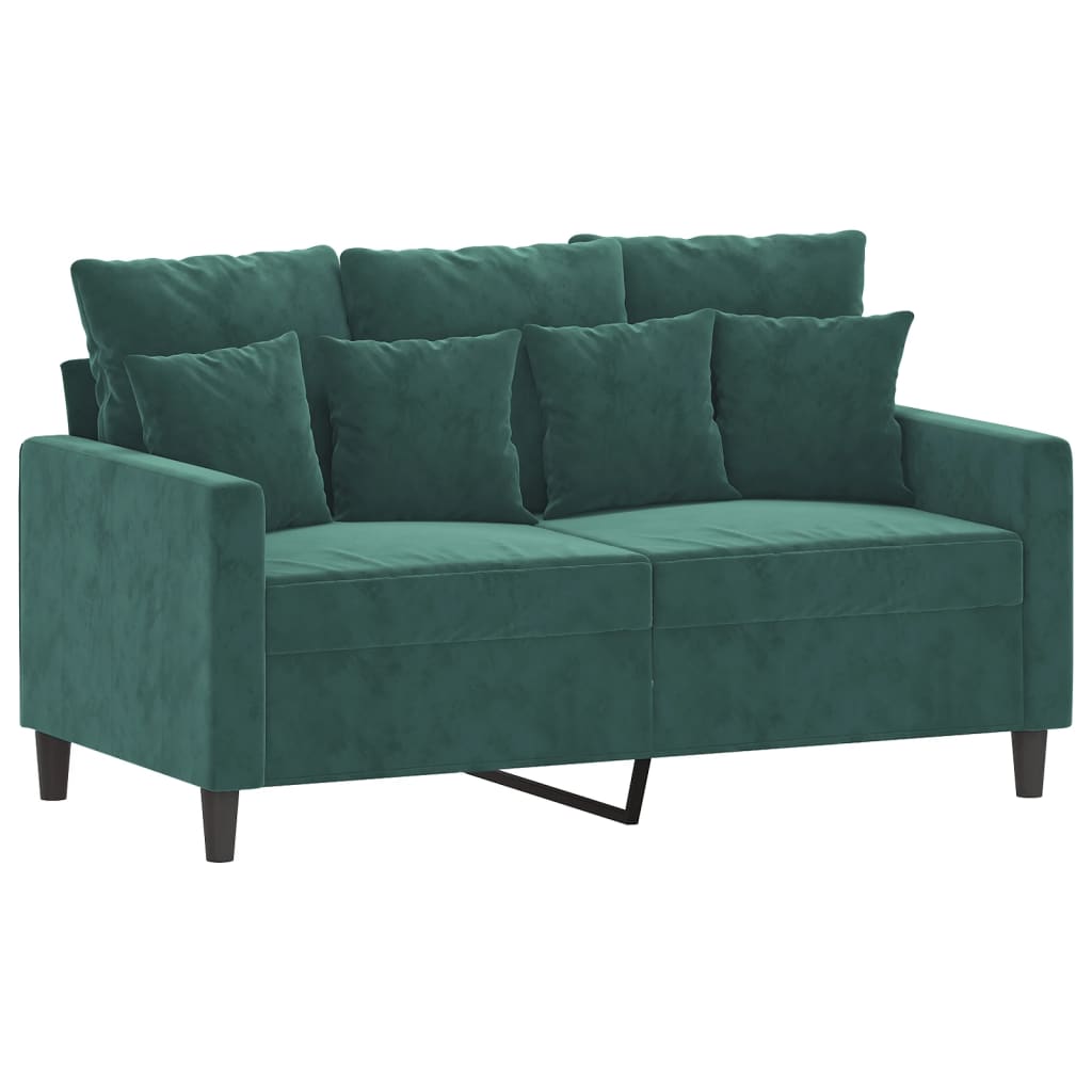 3 Pcs conjunto de sofás com almofadões veludo verde-escuro