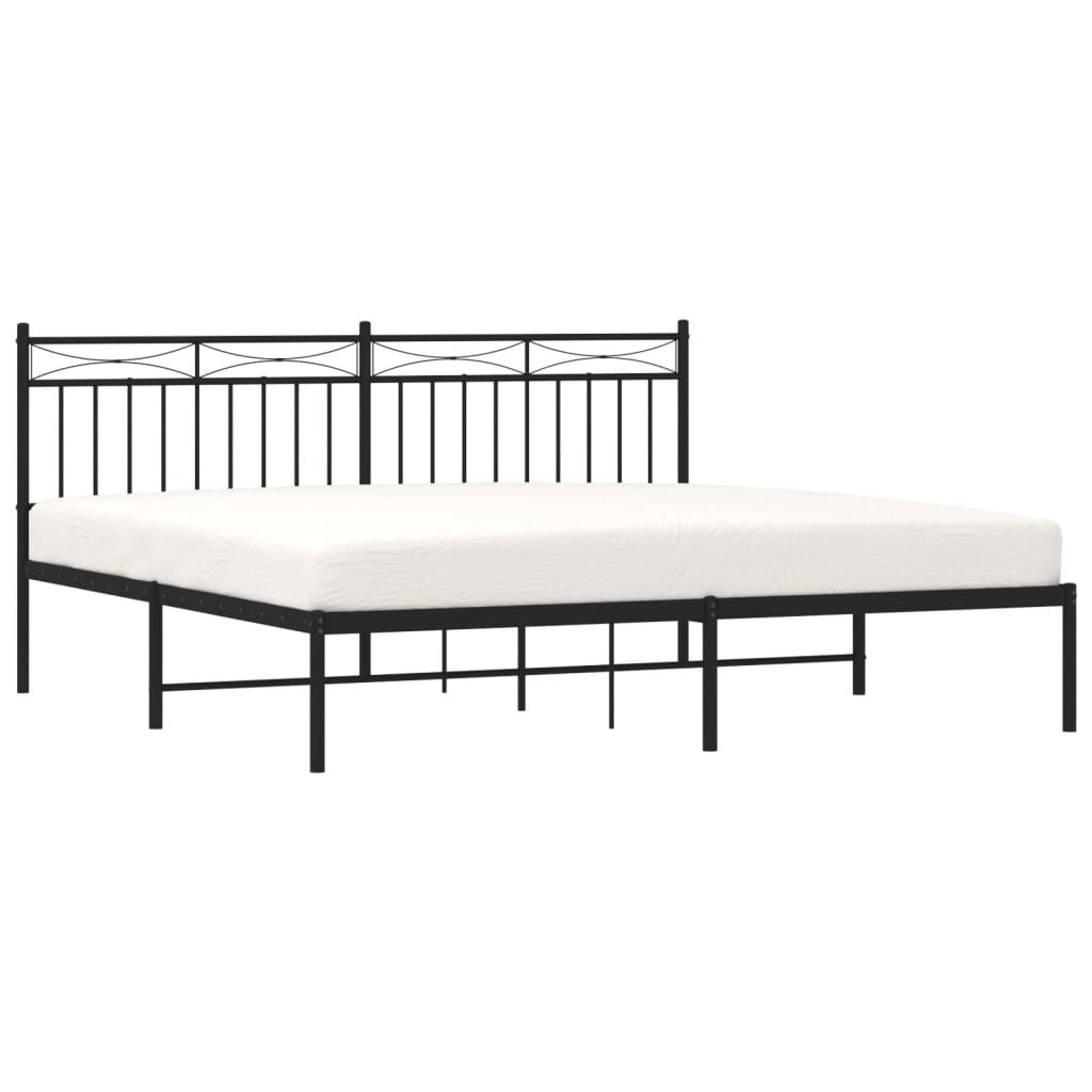 Estrutura de cama em metal com cabeceira 180x200 cm preto