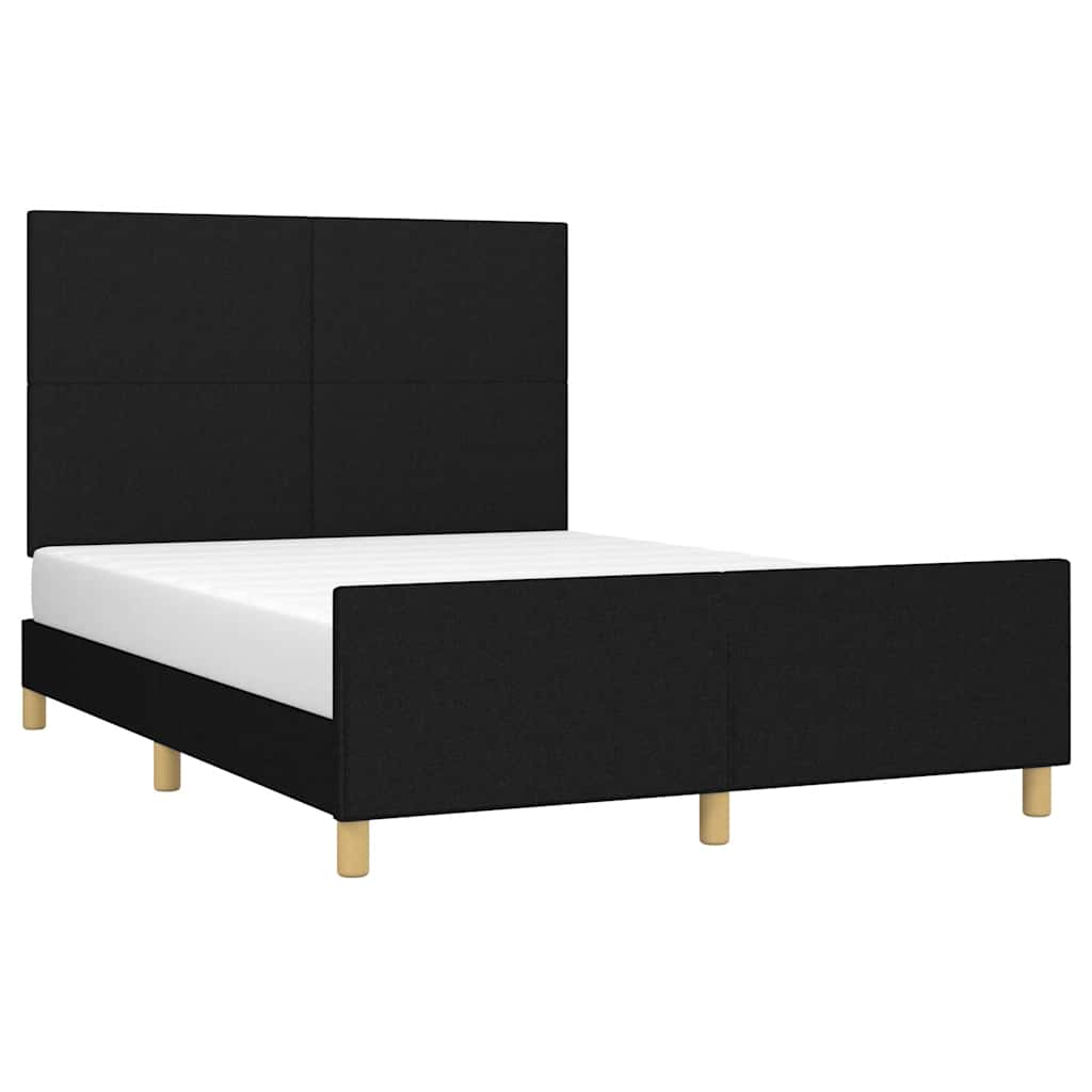Estrutura de cama sem colchão 140x200 cm tecido preto