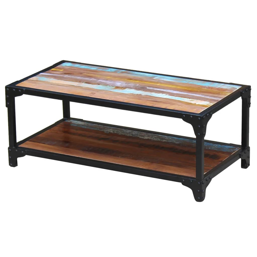 Mesa de centro sólida em madeira reciclada