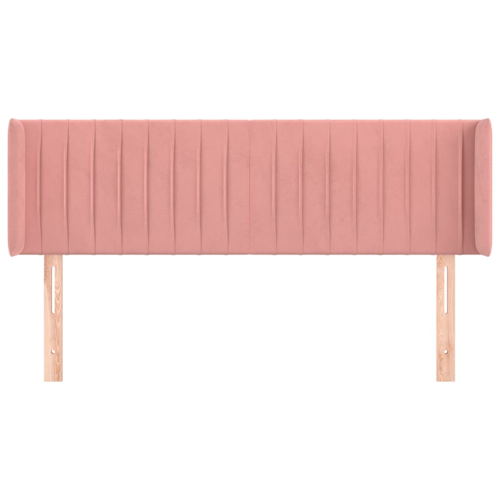 Cabeceira de cama c/ abas veludo 147x16x78/88 cm rosa