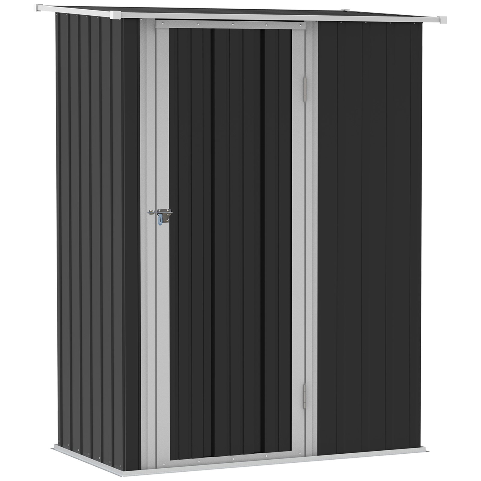 Abrigo de Jardim 1,07m² 142x84x189cm Abrigo de Jardim de Aço Galvanizado com Porta Fechadura e Orifícios de Drenagem para Armaze