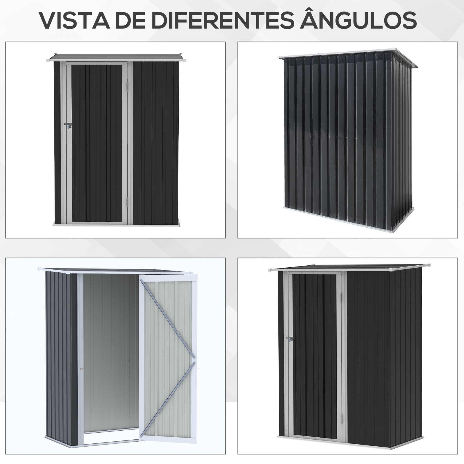Abrigo de Jardim 1,07m² 142x84x189cm Abrigo de Jardim de Aço Galvanizado com Porta Fechadura e Orifícios de Drenagem para Armaze