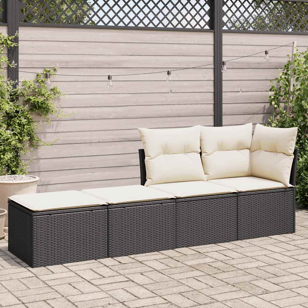 2 Pcs conjunto sofás jardim c/ almofadões vime PE/acácia preto