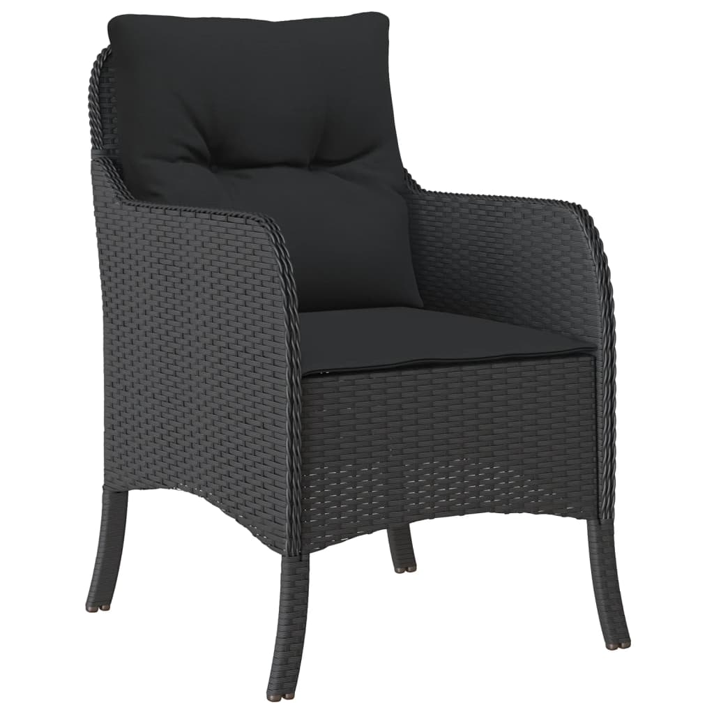 7 Pcs conjunto de jantar p/ jardim c/ almofadões vime PE preto