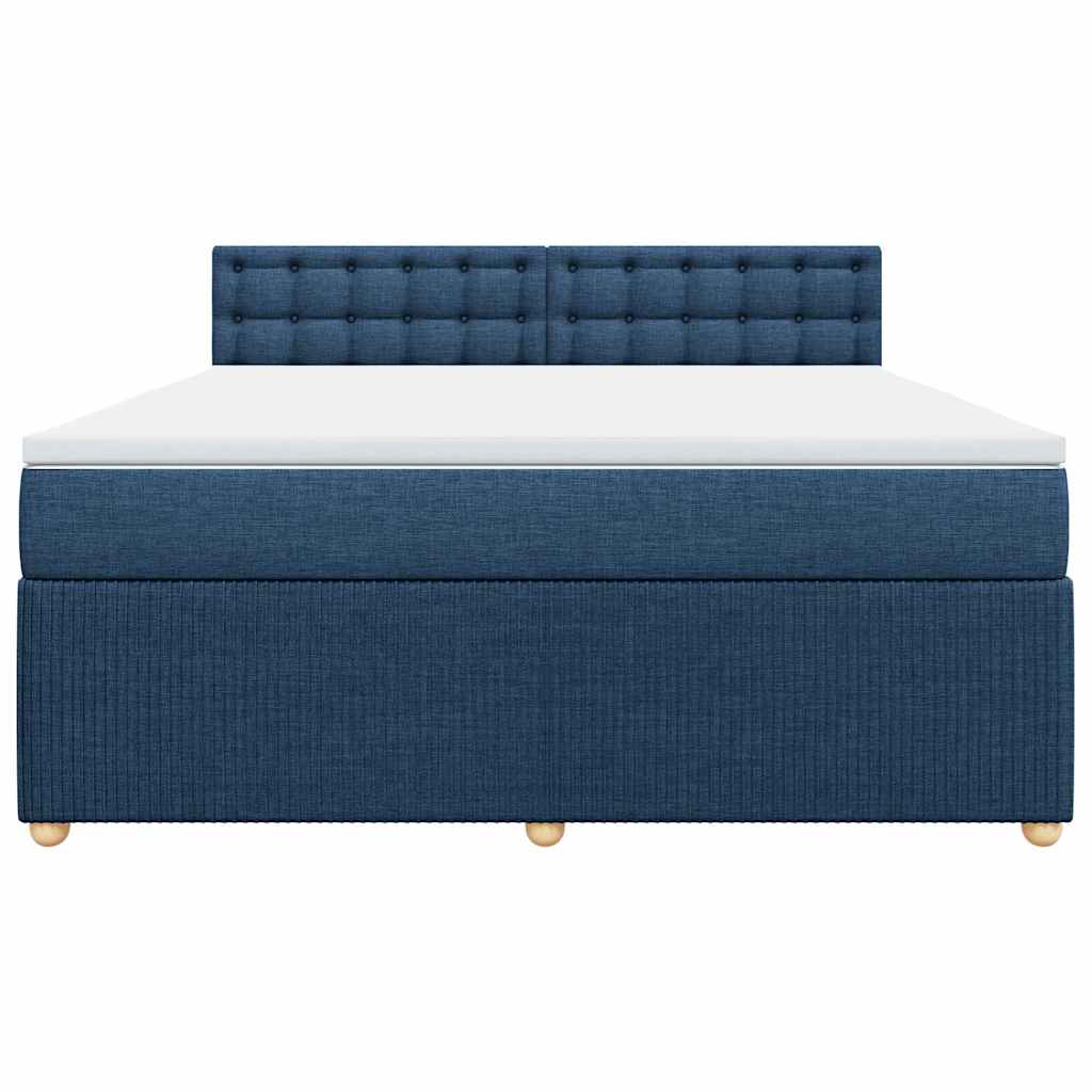 Cama com molas/colchão 180x200 cm tecido azul