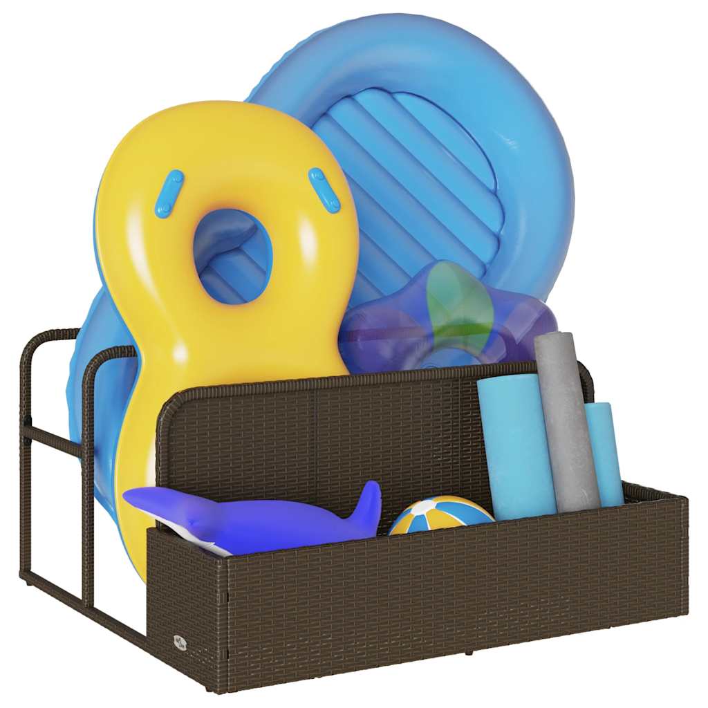 Armazenamento de bóias junto à piscina 110x100x57 cm vime PE