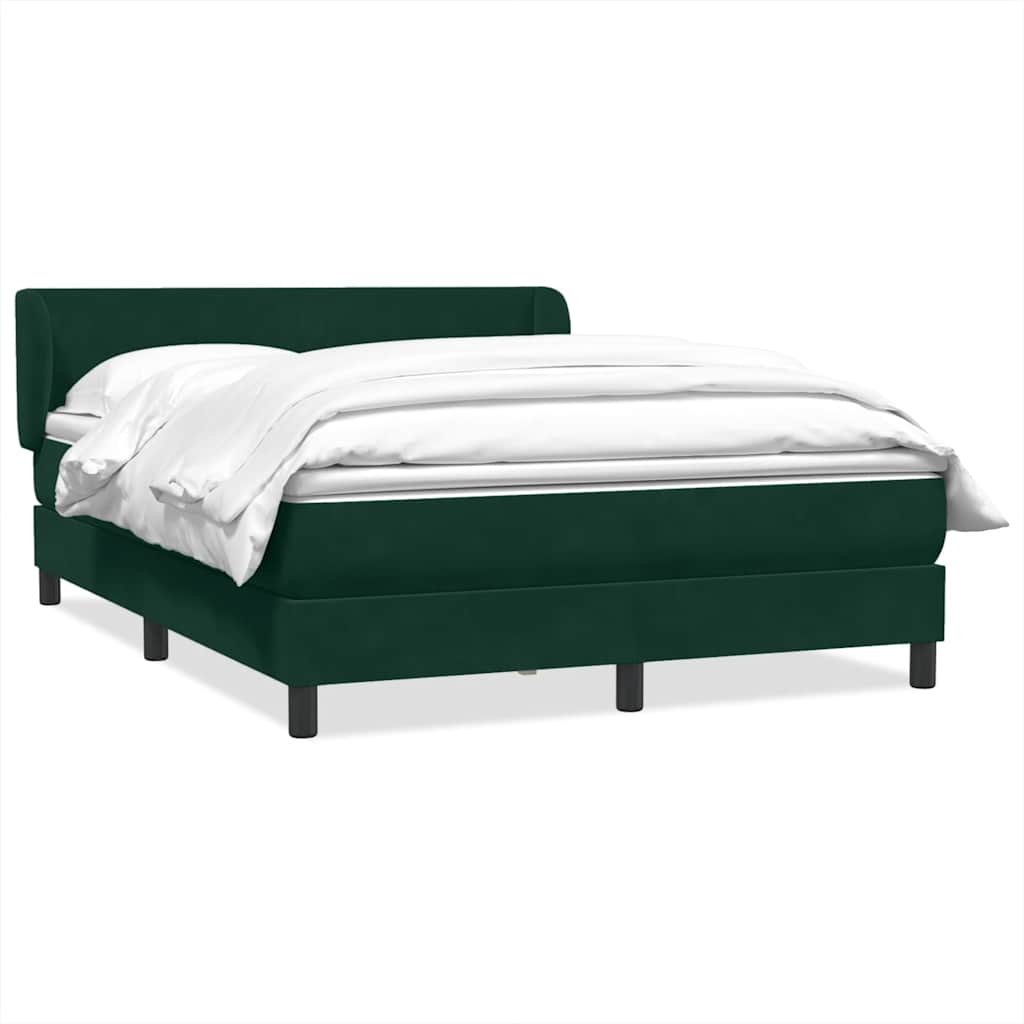Cama com molas/colchão 160x220 cm veludo verde-escuro