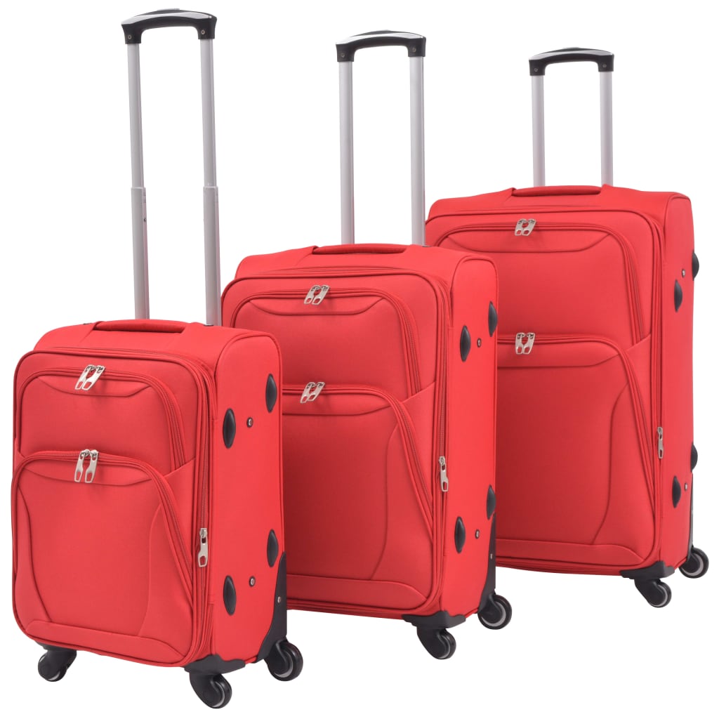Conjunto de tróleis em estojo mole 3 pcs vermelho
