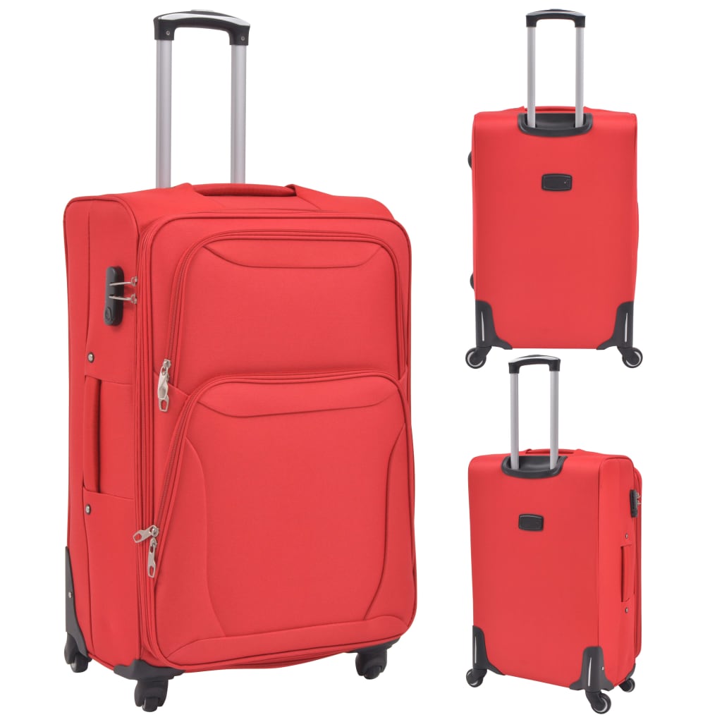 Conjunto de tróleis em estojo mole 3 pcs vermelho