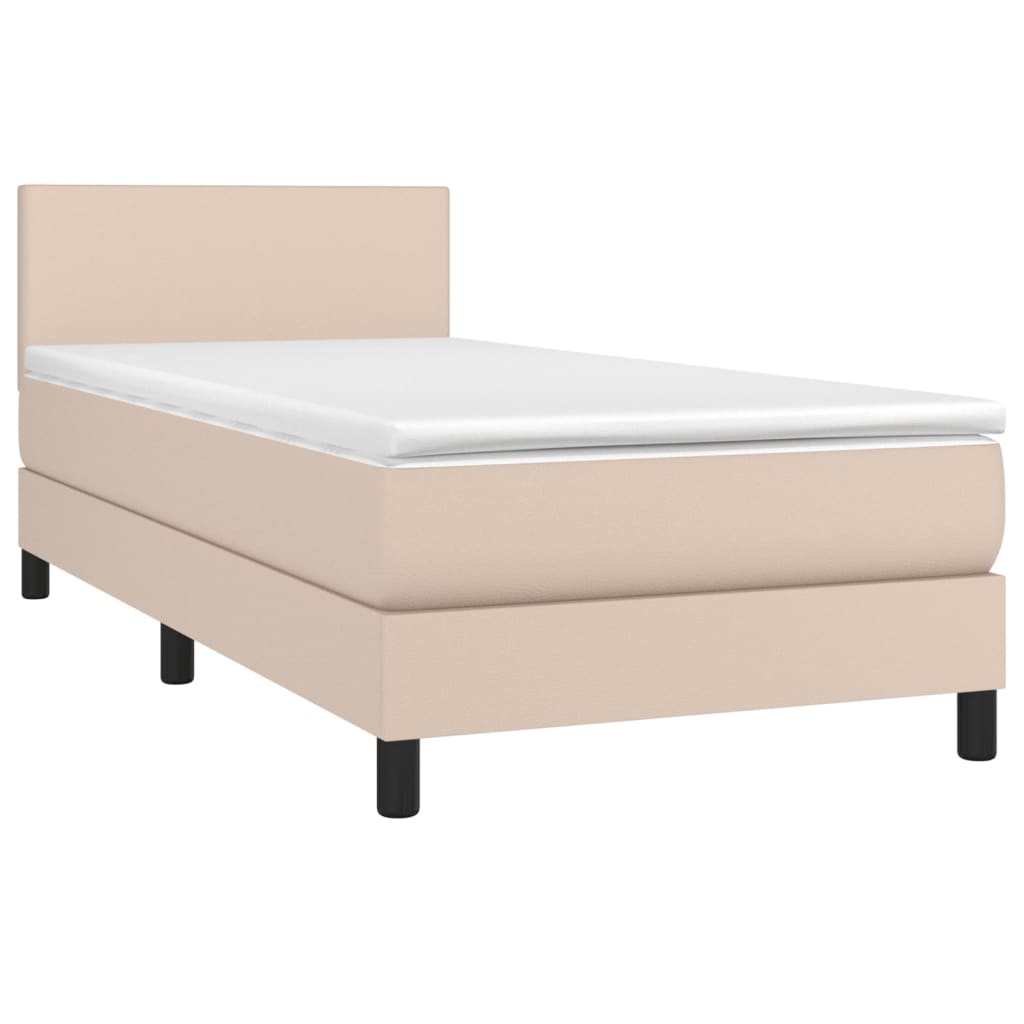 Cama com molas/colchão 90x200 cm couro artificial cappuccino