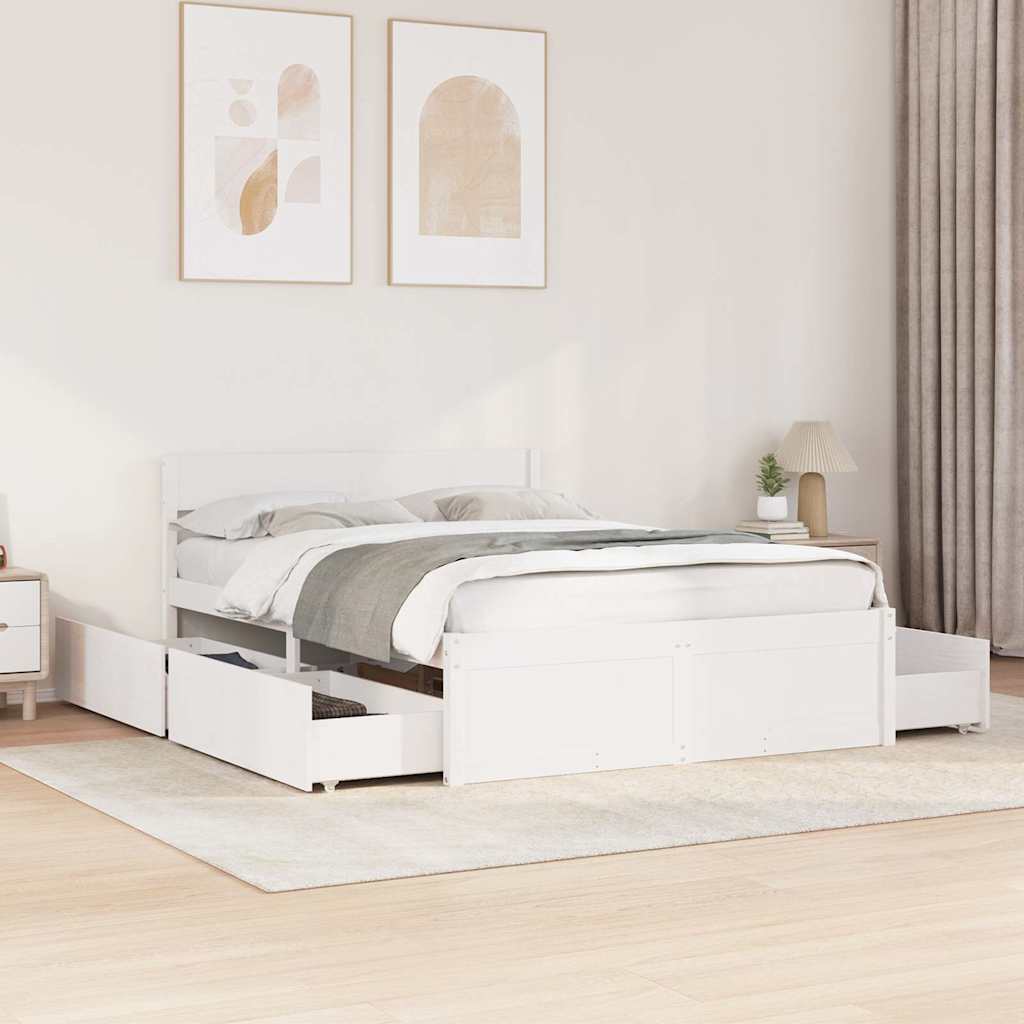 Cama sem colchão 120x190 cm madeira de pinho maciça branco