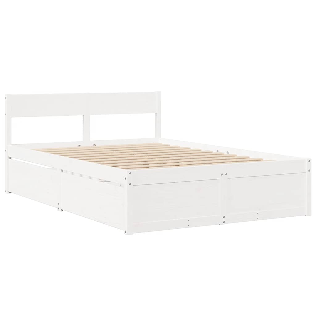 Cama sem colchão 120x190 cm madeira de pinho maciça branco