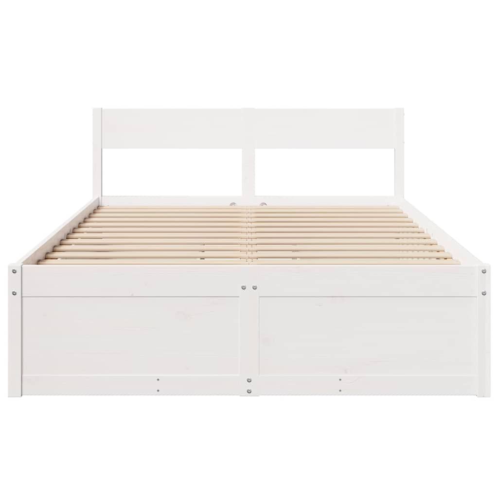 Cama sem colchão 120x190 cm madeira de pinho maciça branco