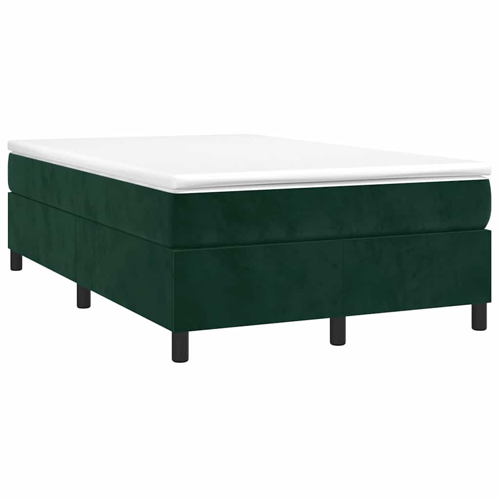 Estrutura de cama com molas 120x200 cm veludo verde-escuro