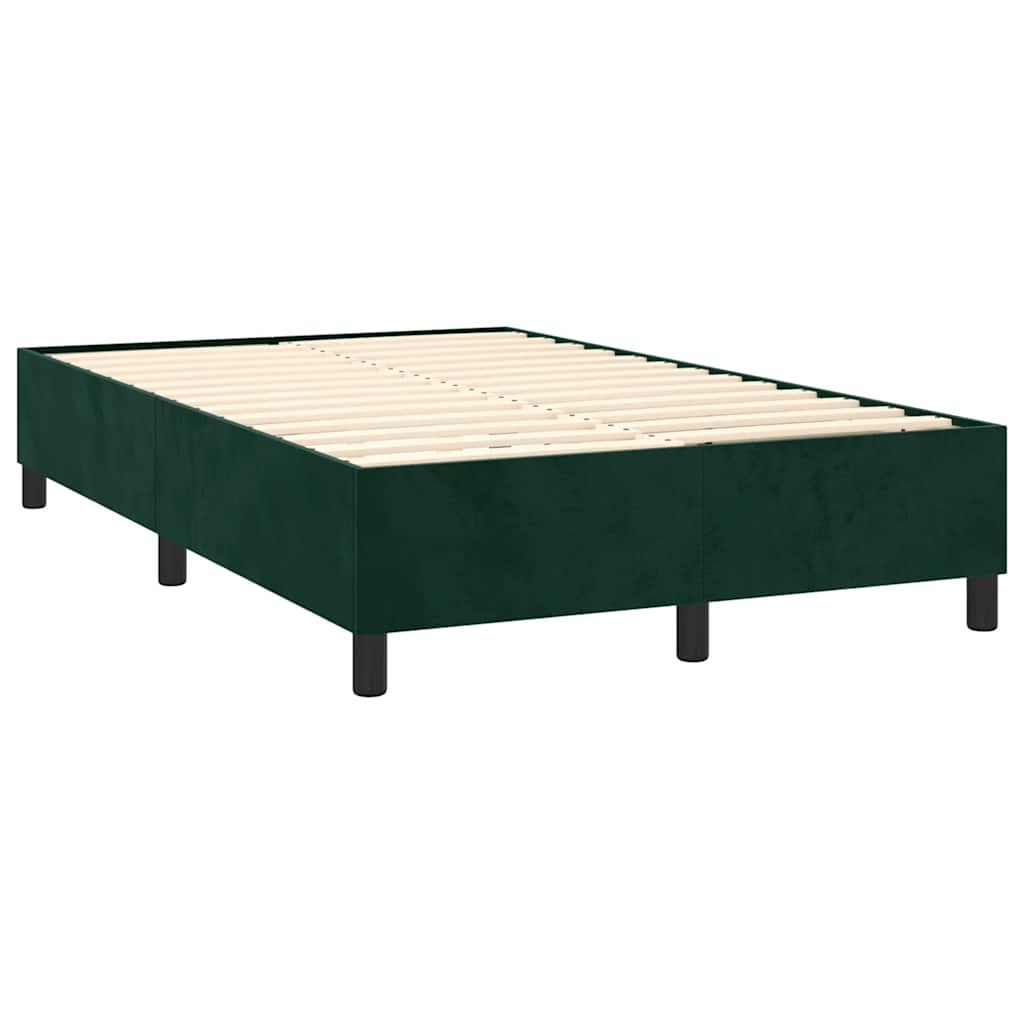 Estrutura de cama com molas 120x200 cm veludo verde-escuro