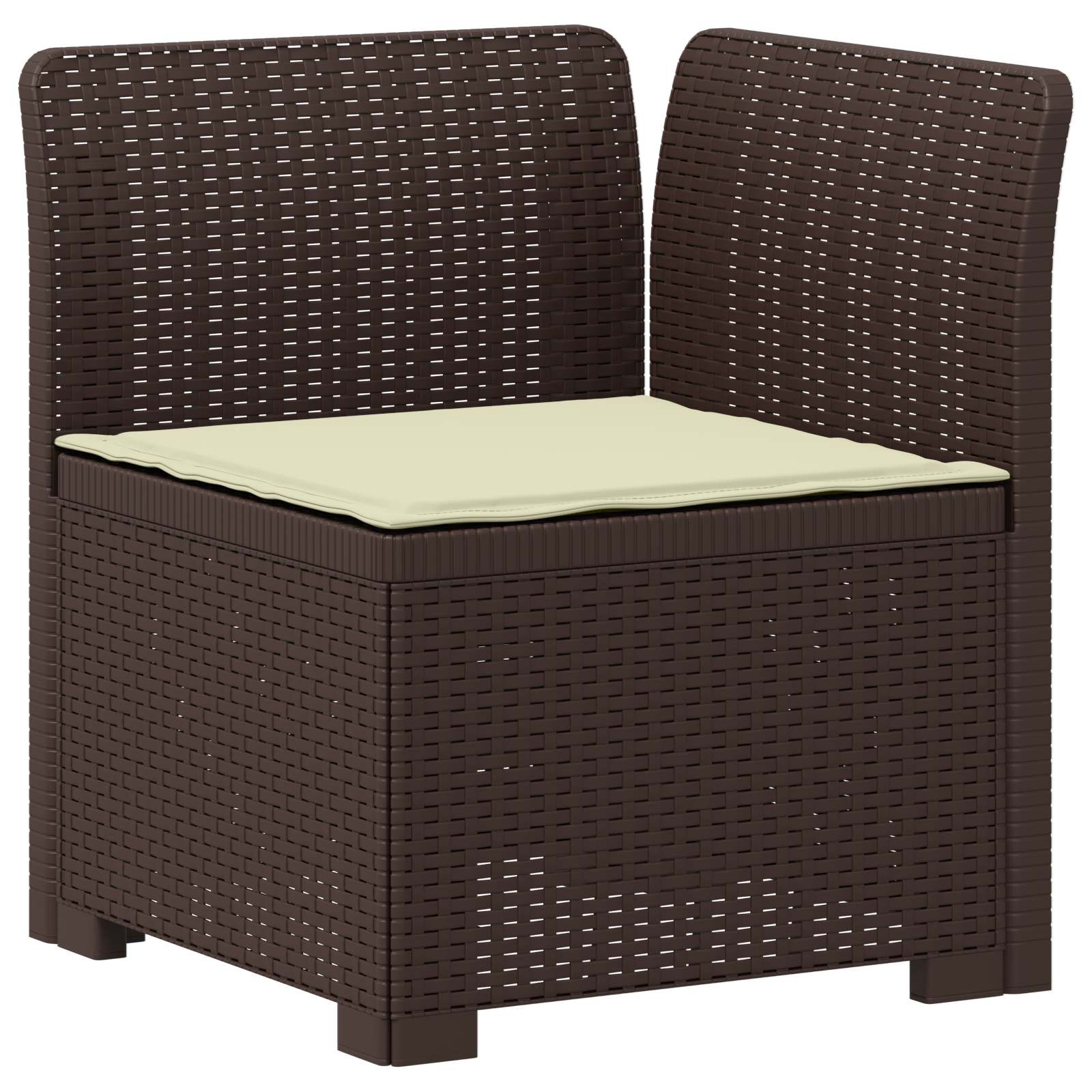 Sofá de jardim 1 lugar com almofada look rattan PP castanho