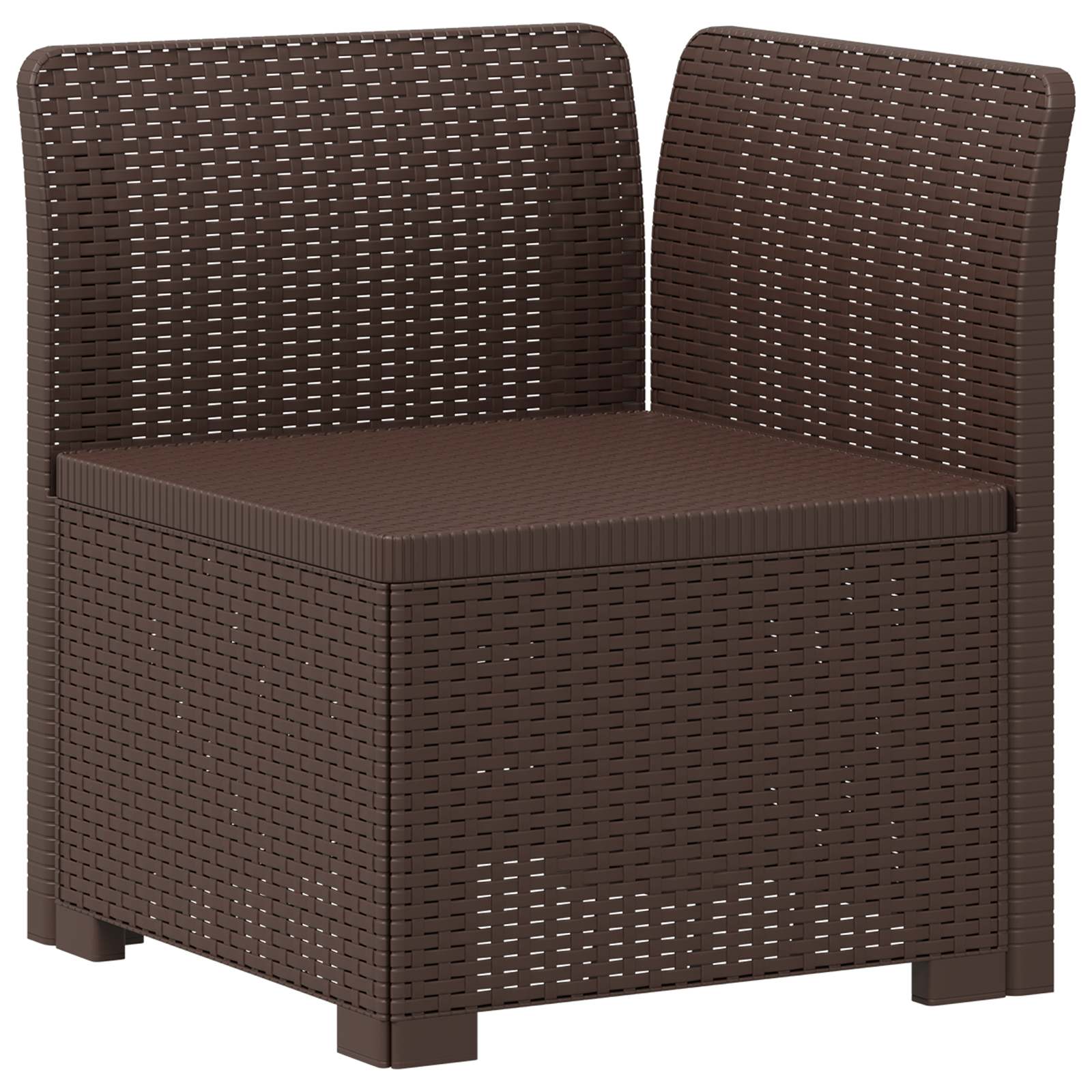 Sofá de jardim 1 lugar com almofada look rattan PP castanho
