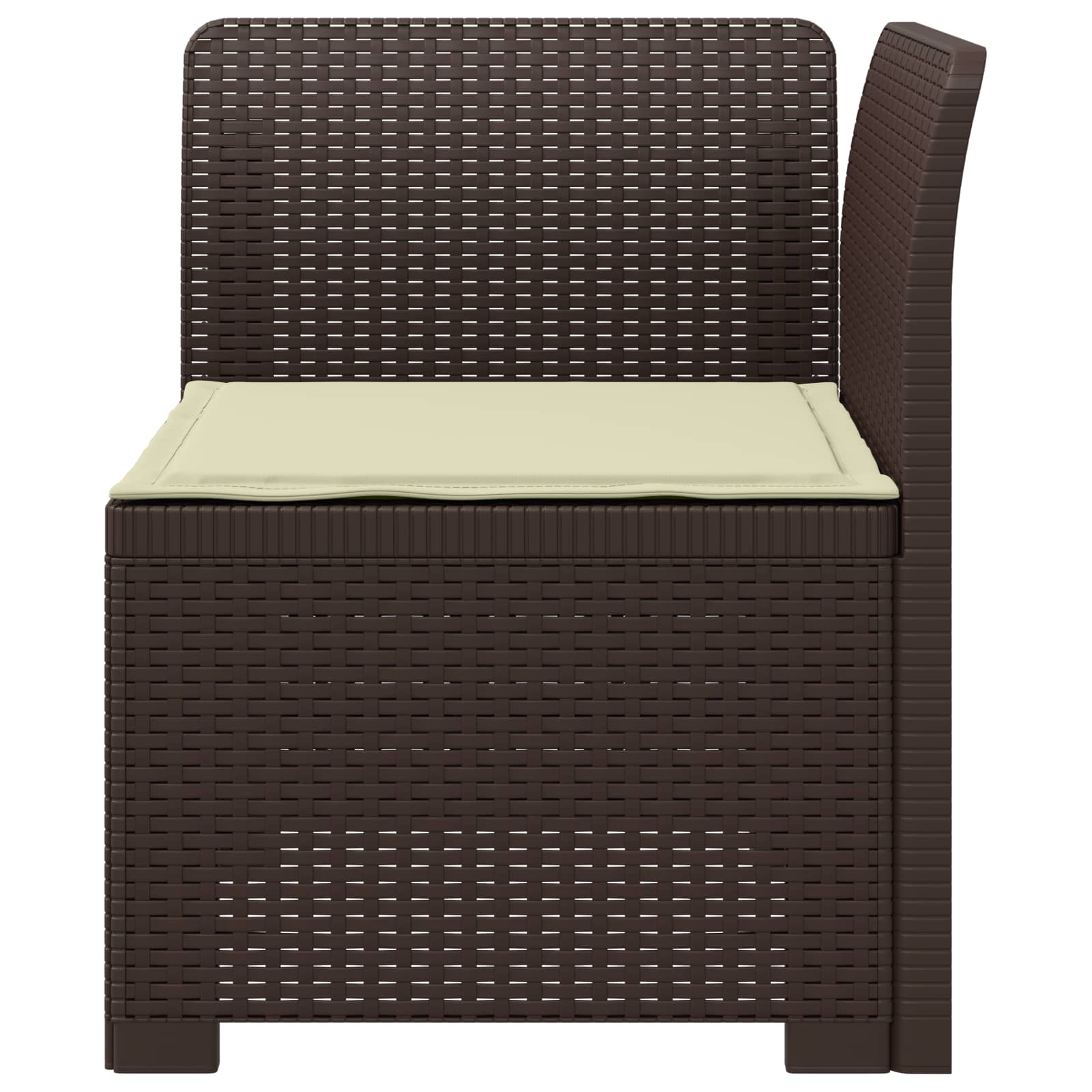 Sofá de jardim 1 lugar com almofada look rattan PP castanho