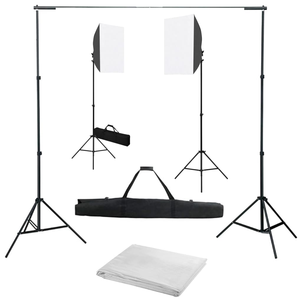 Kit de estúdio fotográfico com softbox de iluminação e fundo