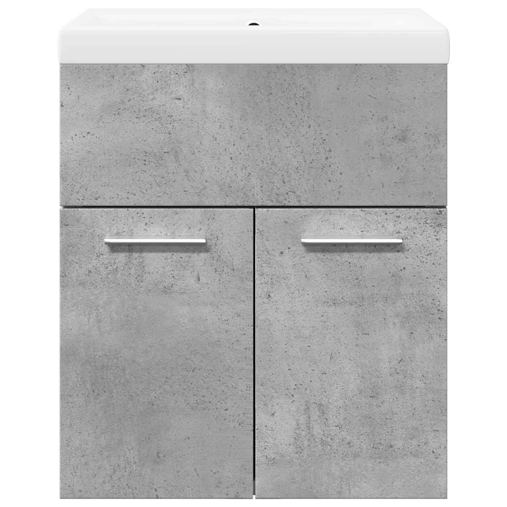 2 Pcs conj. móveis casa banho derivados madeira cinza cimento
