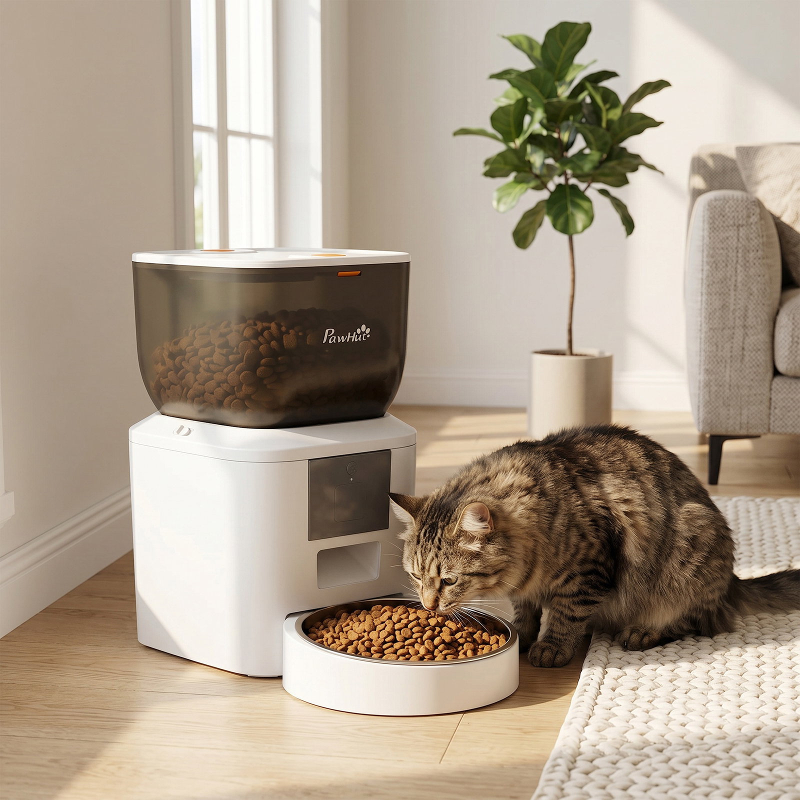 Alimentador automático 4l com Wi-Fi 2.4g para gatos e cães com aplicação tuya e gravação de voz de 10s
