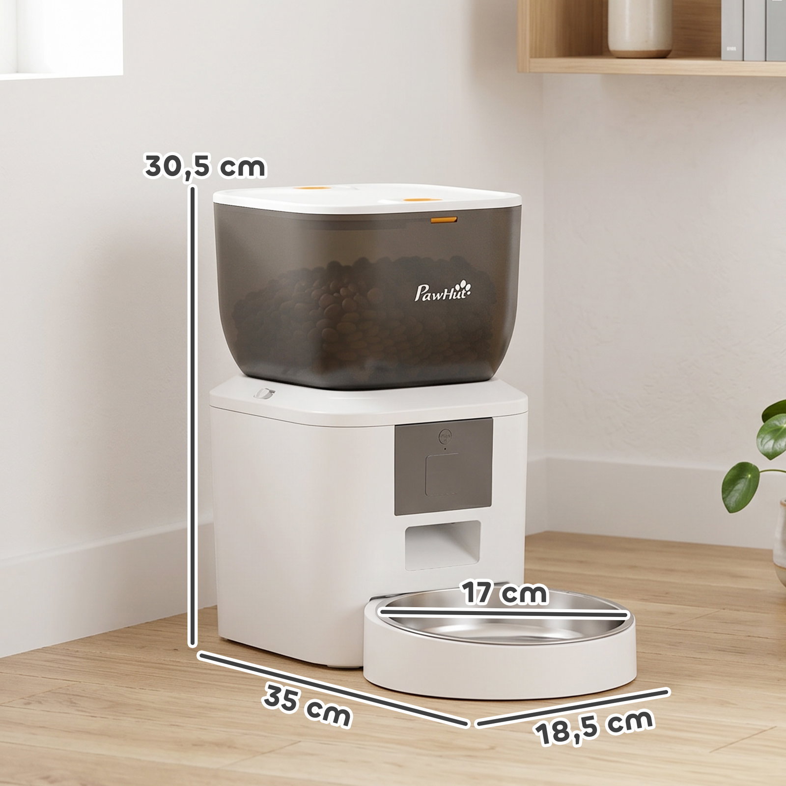 Alimentador automático 4l com Wi-Fi 2.4g para gatos e cães com aplicação tuya e gravação de voz de 10s