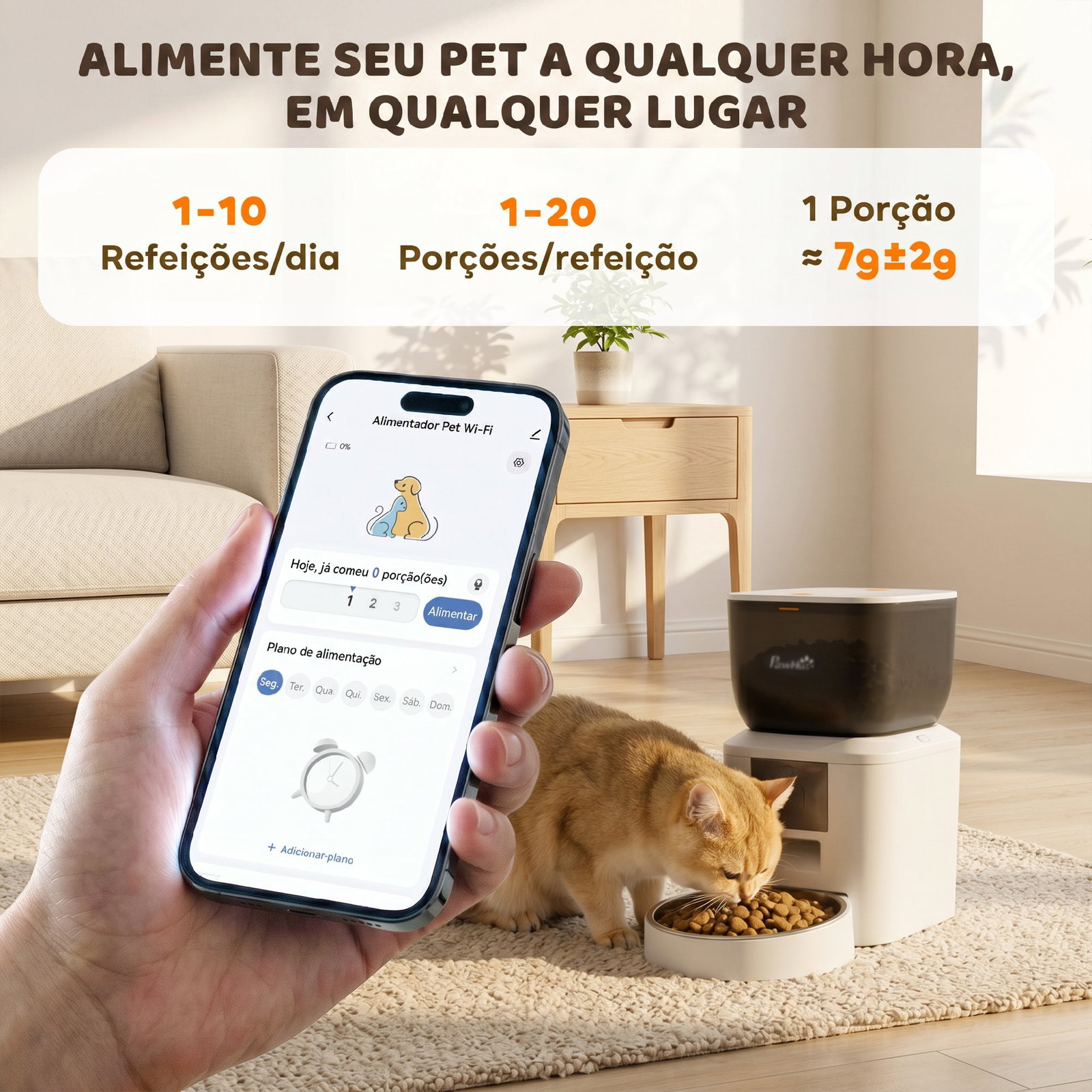 Alimentador automático 4l com Wi-Fi 2.4g para gatos e cães com aplicação tuya e gravação de voz de 10s