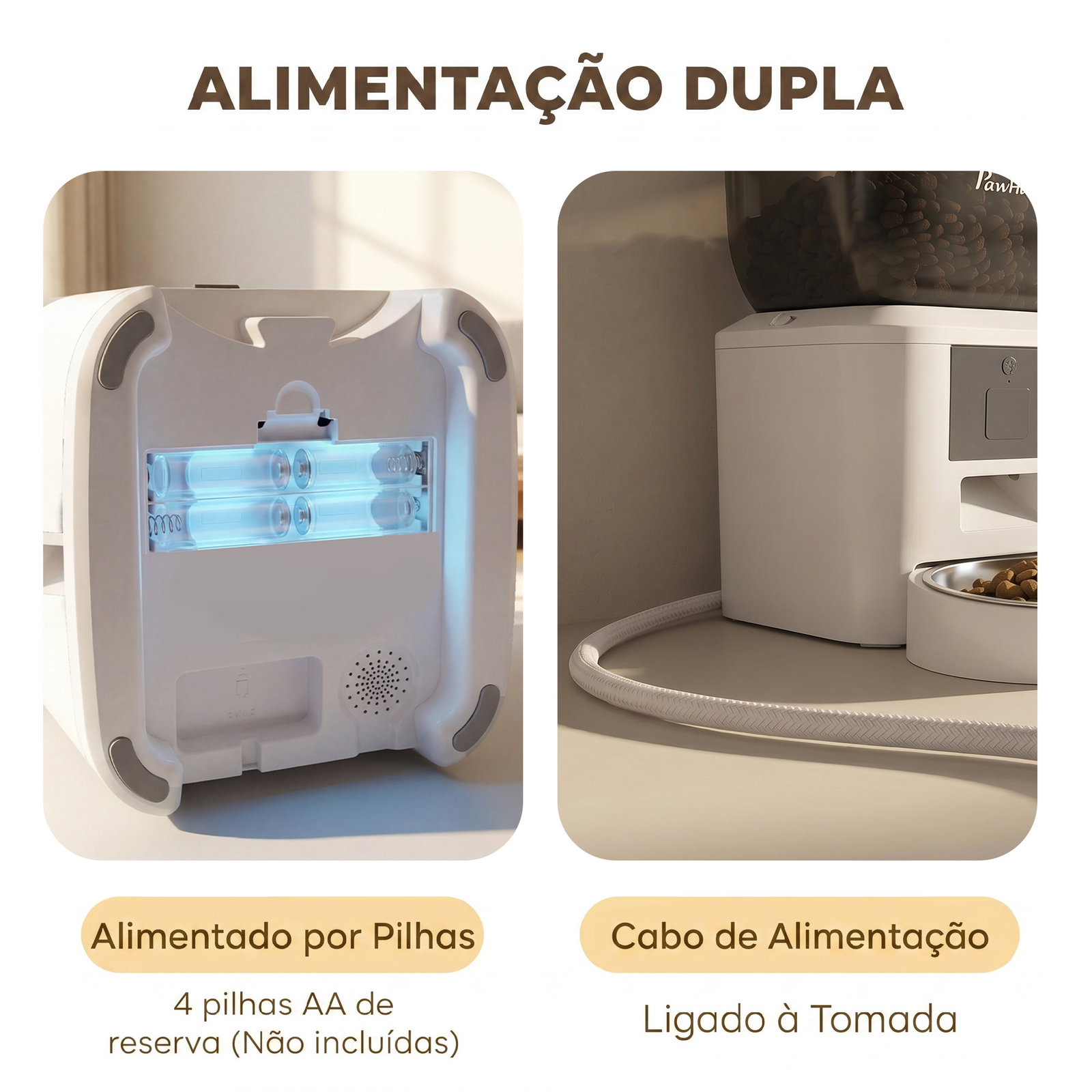 Alimentador automático 4l com Wi-Fi 2.4g para gatos e cães com aplicação tuya e gravação de voz de 10s