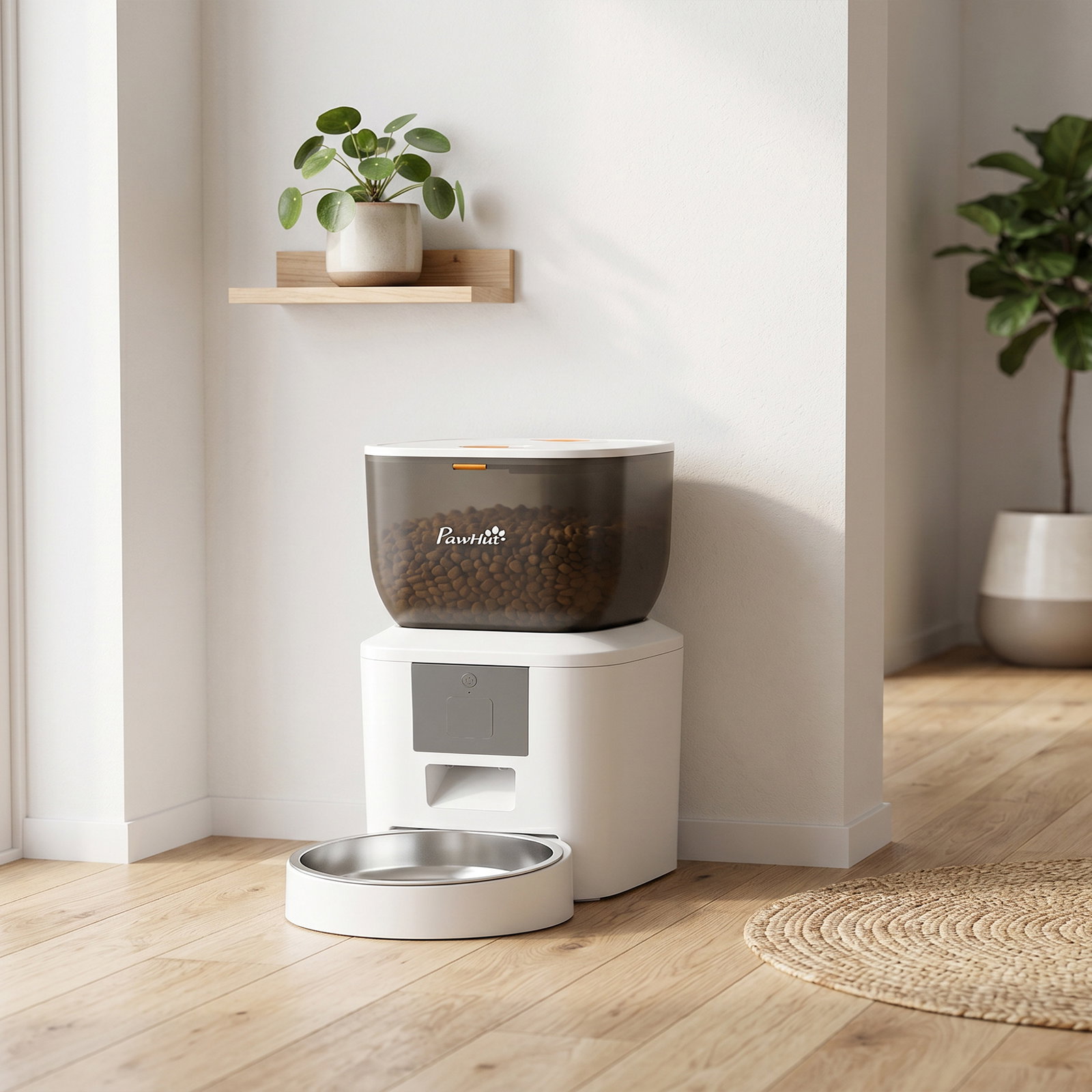 Alimentador automático 4l com Wi-Fi 2.4g para gatos e cães com aplicação tuya e gravação de voz de 10s