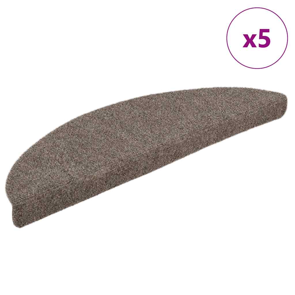 Tapetes de escada autoadesivos 5 peças 56x17x3 cm bege semicircular