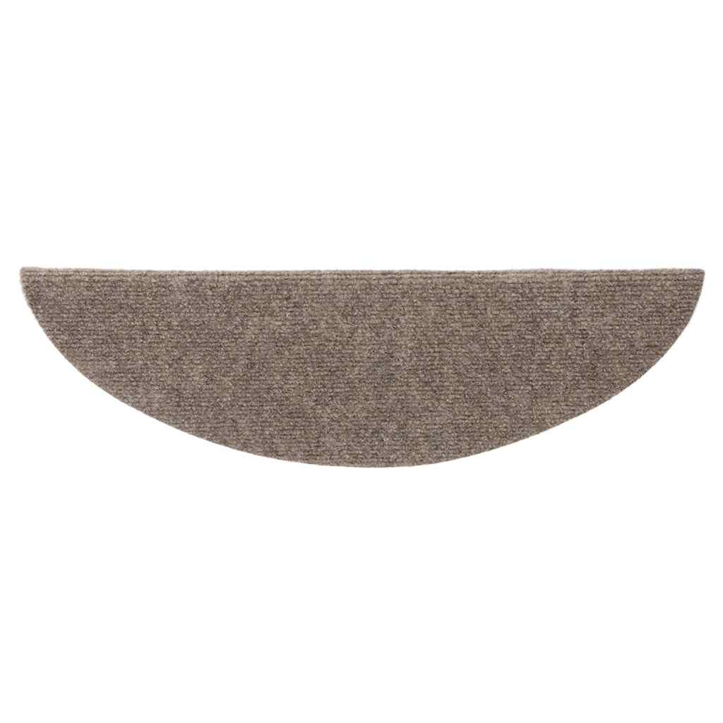 Tapetes de escada autoadesivos 5 peças 56x17x3 cm bege semicircular