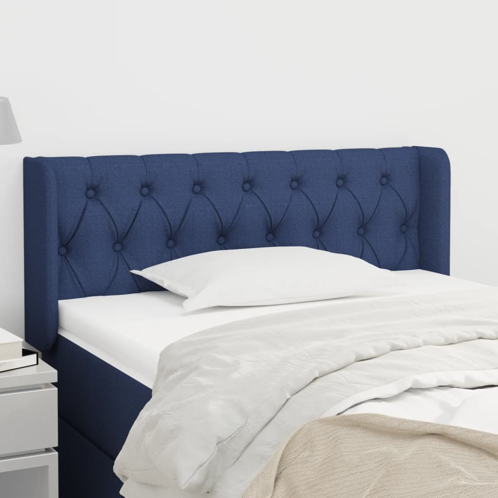 Cabeceira de cama c/ abas tecido 93x16x78/88 cm azul