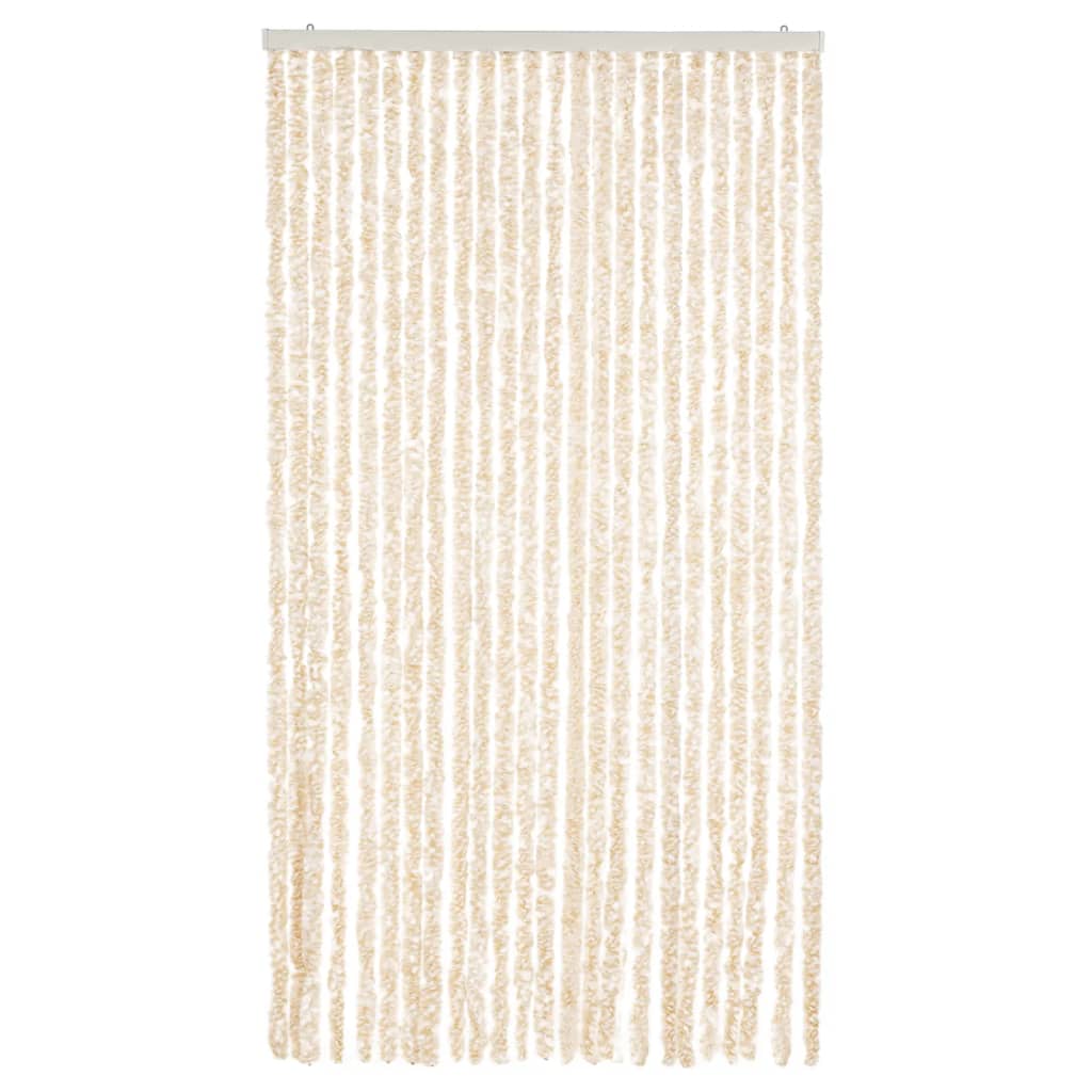 Cortina anti-insetos 100x200 cm chenille bege e branco