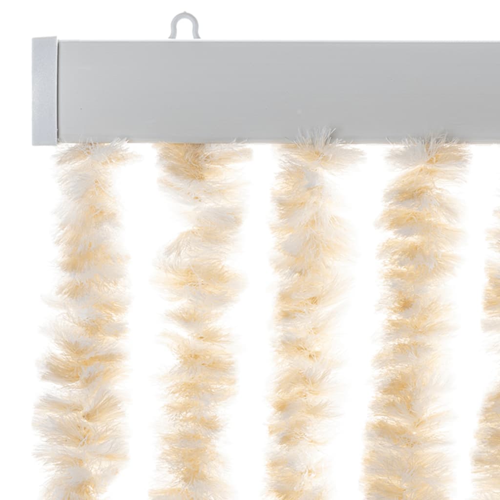 Cortina anti-insetos 100x200 cm chenille bege e branco