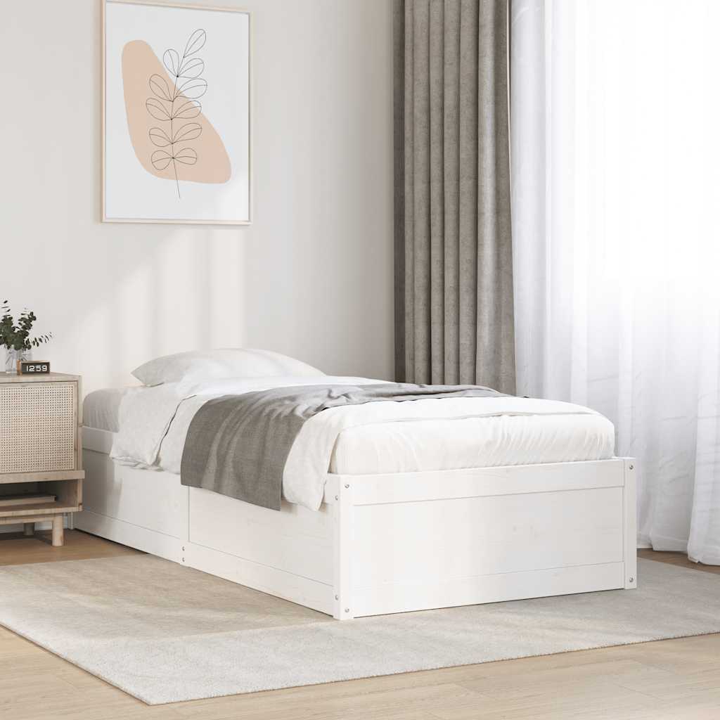 Cama sem colchão 75x190 cm madeira de pinho maciça branco