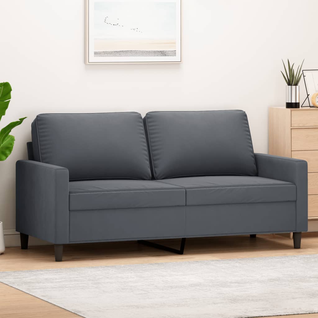Sofá de 2 lugares 140 cm veludo cinza-escuro
