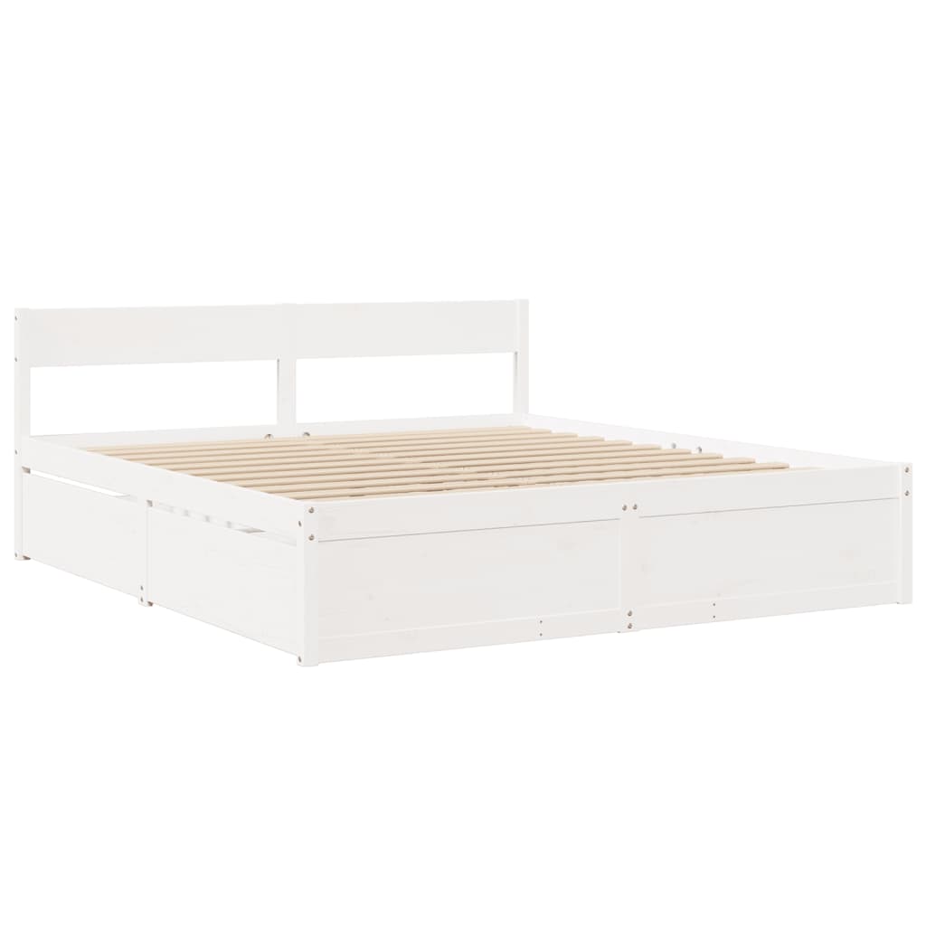 Cama sem colchão 180x200 cm madeira de pinho maciça branco