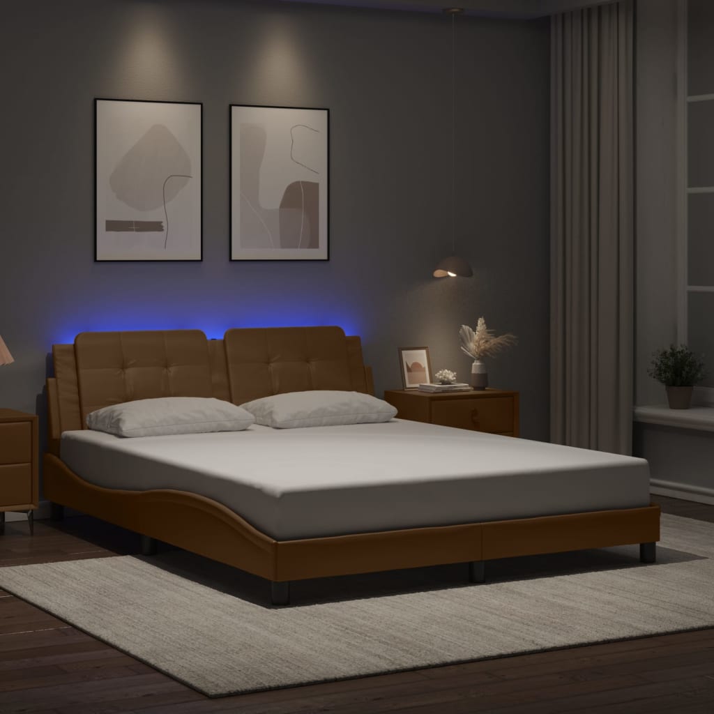 Estrutura de cama com LED sem colchão zadar 160x200 cappuccino